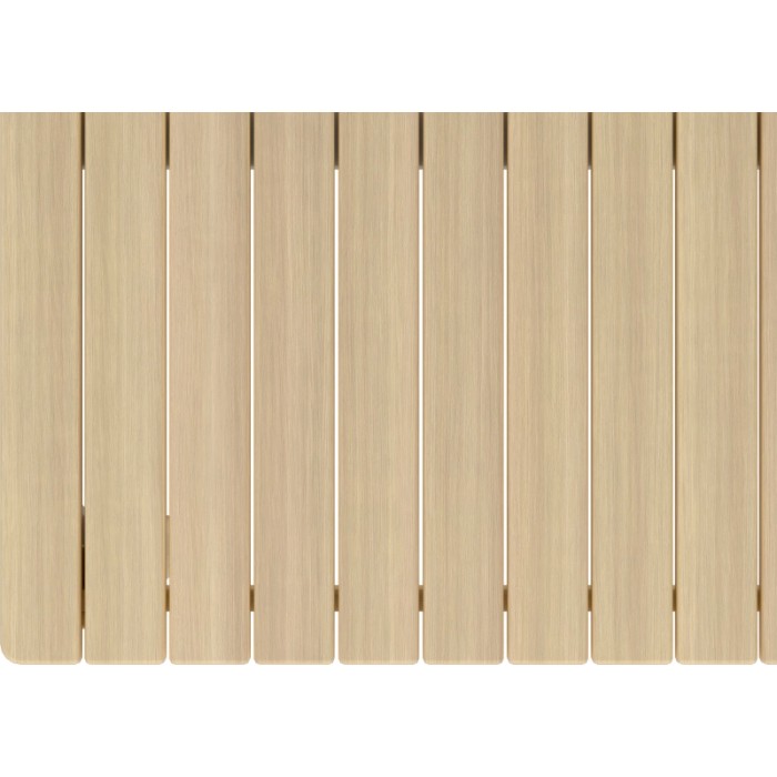 Dettaglio del piano del tavolo da giardino rettangolare Canston in legno di acacia.