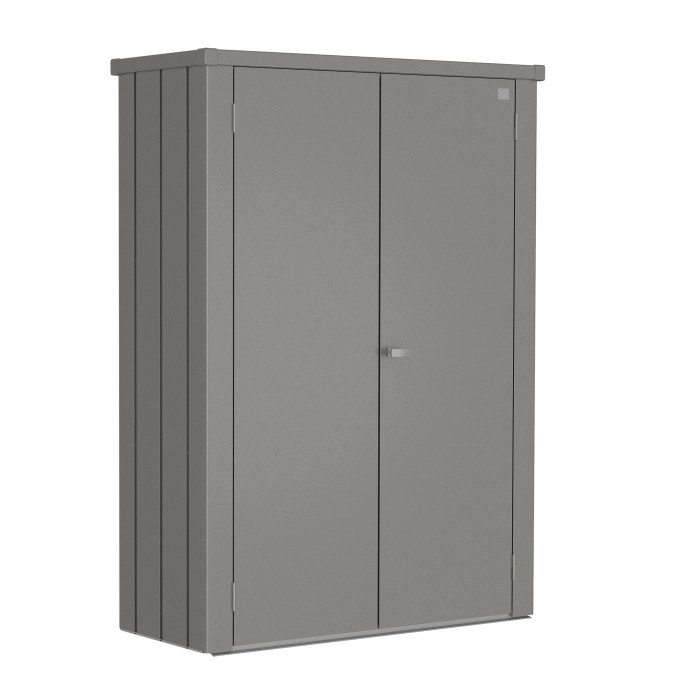 Armadio da terrazza Biohort Romeo, 181x132x57 cm, grigio quarzo metallizzato. Armadio da giardino con doppia anta.