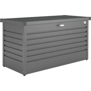 Biohort Box per il tempo libero 130, grigio scuro metallizzato, box universale in metallo con serratura a cilindro con maniglia girevole.