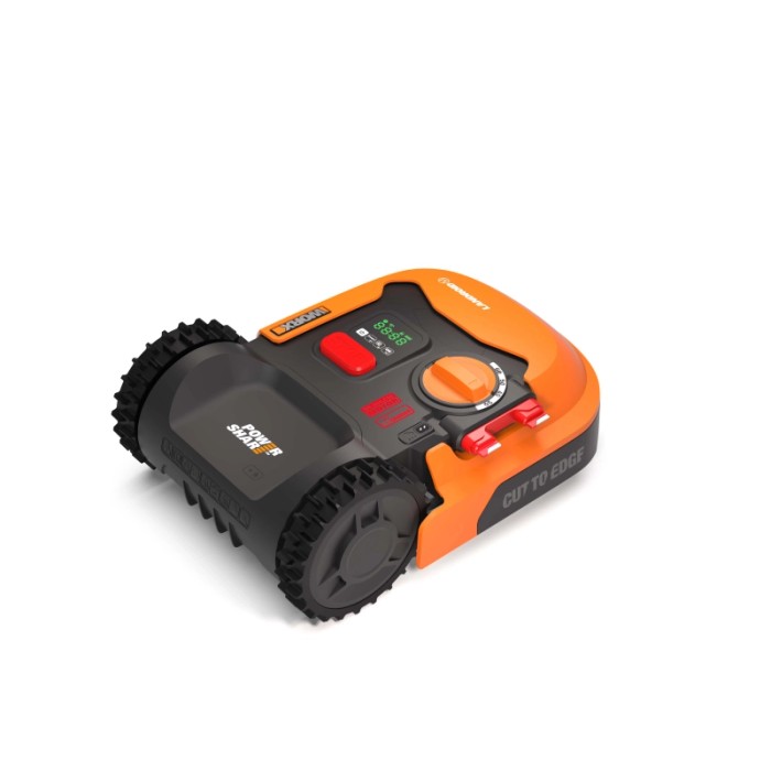 Worx Landroid S250 robot tagliaerba WR168E: Robot tagliaerba compatto arancione e nero.