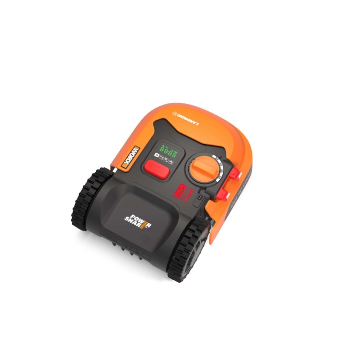 Robot tagliaerba Worx Landroid S250 WR168E, arancio e nero, con display e batteria Power Share.