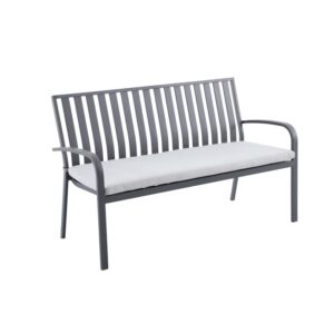 Panca da giardino Sheridon, 2 posti, alluminio antracite con cuscino seduta grigio chiaro.
