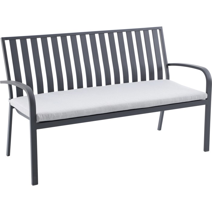 Panca da giardino Sheridon, 2 posti, alluminio, antracite/grigio chiaro con cuscino.
