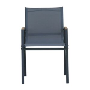 Sedia da giardino t.b.t. in metallo grigio e tessuto.