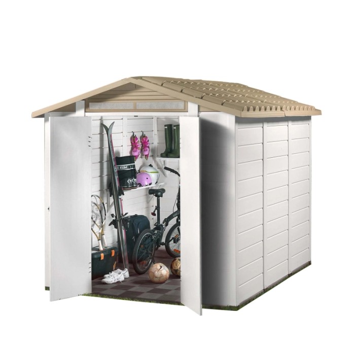 Casetta da giardino in PVC Tuscany 240 sp 20 mm bianco/tortora 6 m²