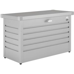 Box da giardino Biohort Leisure Box 100 argentata in metallo, ideale per riporre oggetti.