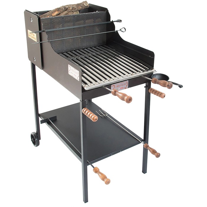 Barbecue a carbonella t.b.t. con ripiano e spiedini.