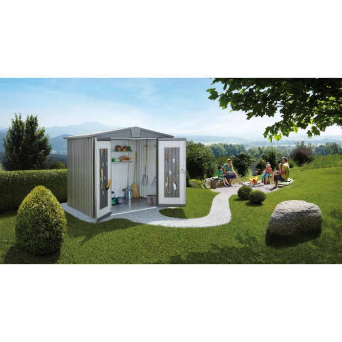 Casetta da giardino Biohort in metallo Europa sp. 0,5 mm quarzo 3,5 m²