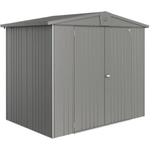 Casetta da giardino in metallo Biohort Europa, grigio quarzo metallizzato, 3,5 m², con doppia porta.