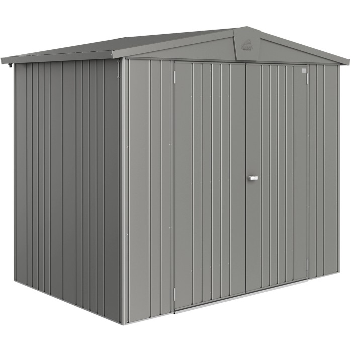 Casetta da giardino in metallo Biohort Europa, grigio quarzo metallizzato, 3,5 m², con doppia porta.