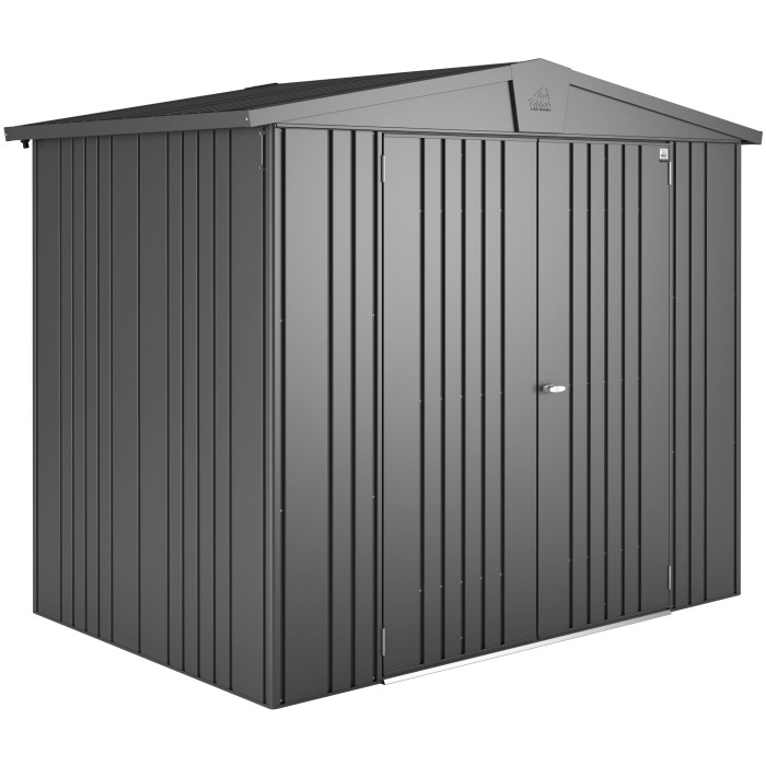 Casetta da giardino in metallo Biohort Europa, grigio scuro metallizzato, 3,5 m², con doppia porta.