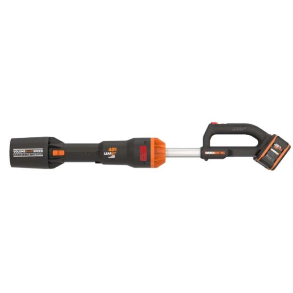 Soffiatore/aspiratore a batteria Worx, nero/arancione.