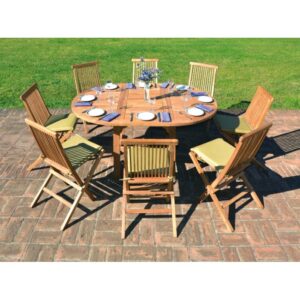 Tavolo allungabile da giardino tondo in teak 120/170x120 cm