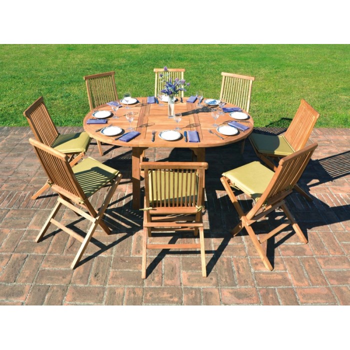 Tavolo allungabile da giardino tondo in teak 120/170x120 cm