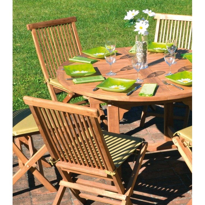 Tavolo allungabile da giardino tondo in teak 120/170x120 cm