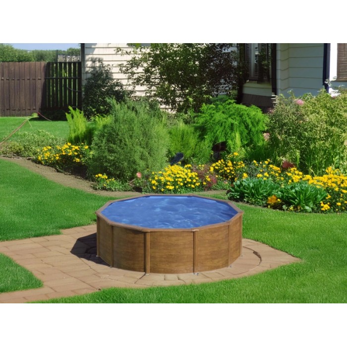 Piscina fuori terra rigida in acciaio legno Gre Ø 460 x H 120 cm c/filtro sabbia