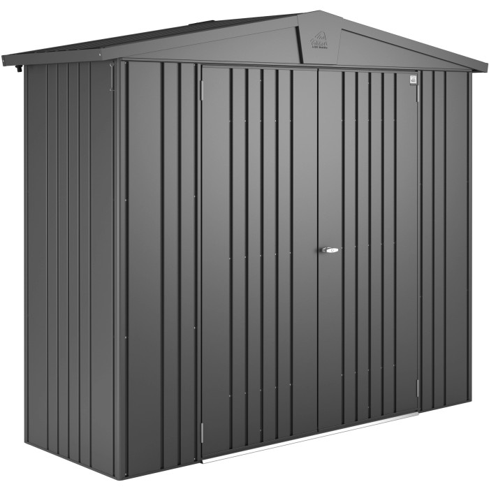 Casetta da giardino in metallo Biohort Europa, grigio scuro metallizzato, 1,9 m², casetta in metallo con doppia porta.