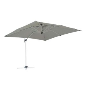 Ombrellone a braccio t.b.t. grigio con forma quadrata per giardino o terrazza.