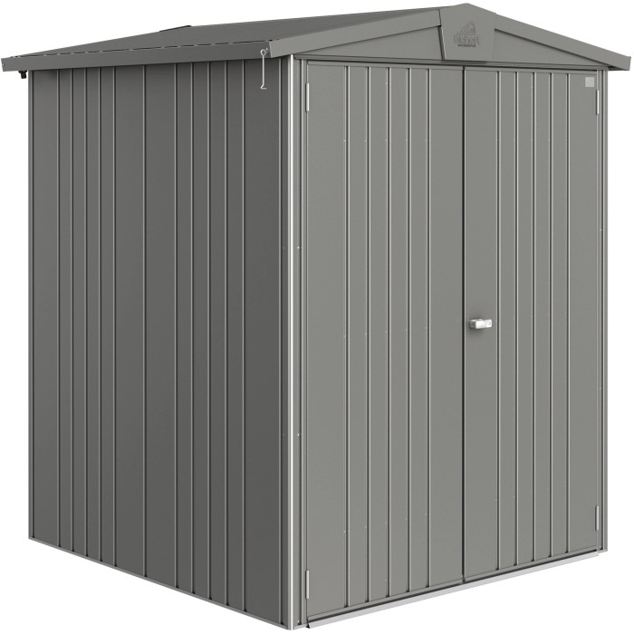 Casetta da giardino in metallo Biohort Europa, grigio quarzo metallizzato, 2,4 m².