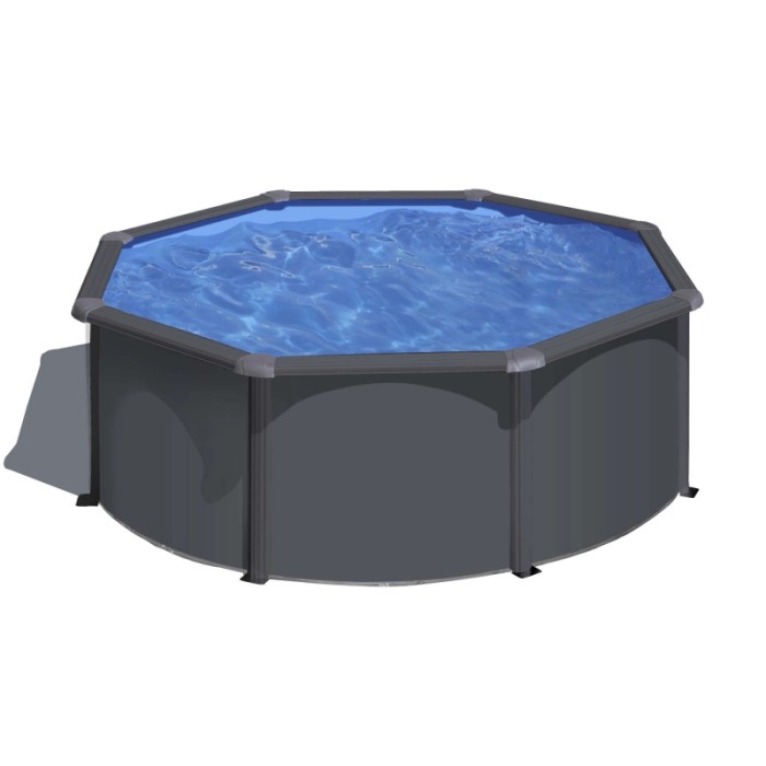 Piscina fuori terra tonda in acciaio antracite Gre Ø 300 H 120 cm