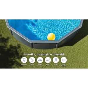 Piscina fuori terra tonda in acciaio antracite Gre Ø 300 H 120 cm