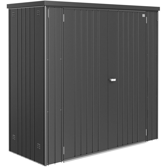 Armadio da giardino Biohort, 177x186x78 cm, grigio scuro metallizzato. Armadio da giardino per attrezzi, mobili da giardino e altro.
