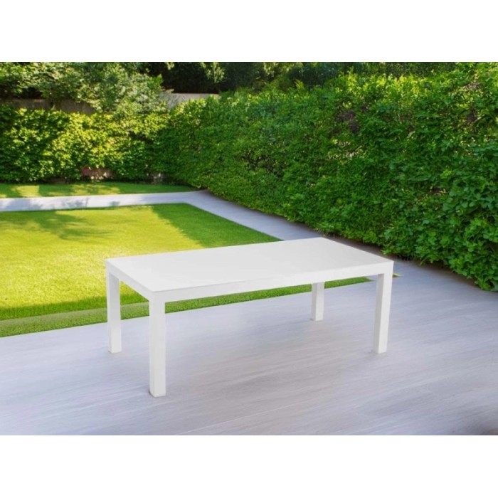 Tavolino da giardino in alluminio bianco 120x60x45 cm
