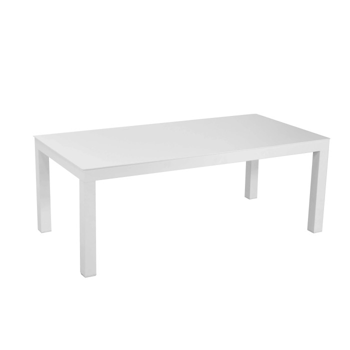 Tavolino da giardino in alluminio bianco 120x60x45 cm