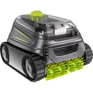 Robot piscina Zodiac CNX 2020 con cingoli e spazzole verdi per la pulizia della piscina.
