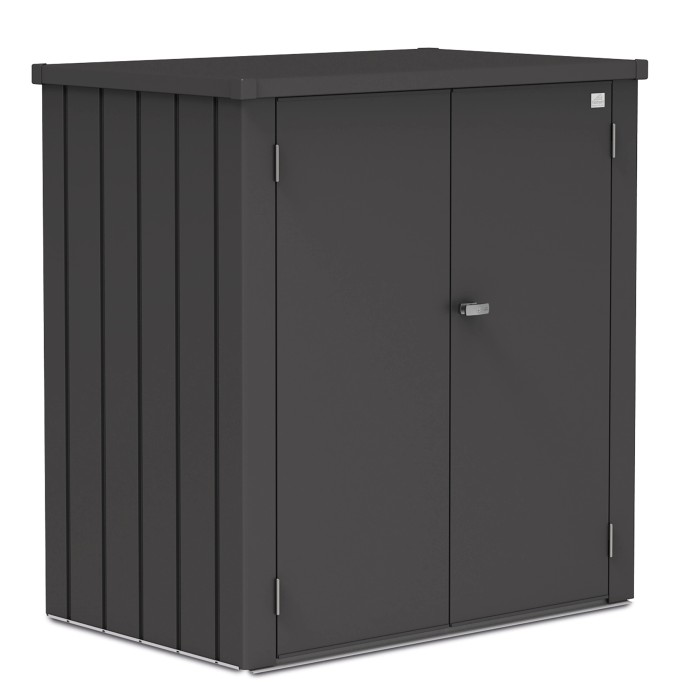 Armadio da terrazza Biohort Romeo Gr. L in grigio scuro, ideale per balconi e terrazzi.