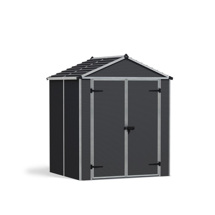 Casetta da giardino Palram Rubicon, antracite, 154x185 cm. Casetta in metallo per attrezzi da giardino.