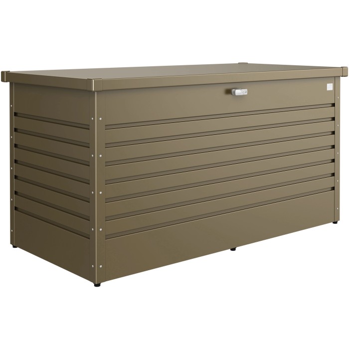 Biohort FreizeitBox 160 in bronzo metallizzato: box universale in lamiera d'acciaio con serratura a cilindro con maniglia girevole.
