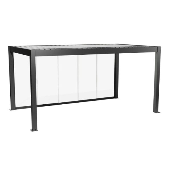 Parete scorrevole in vetro Biohort, vetro trasparente, 5 m, grigio scuro metallizzato, per coperture per patio.