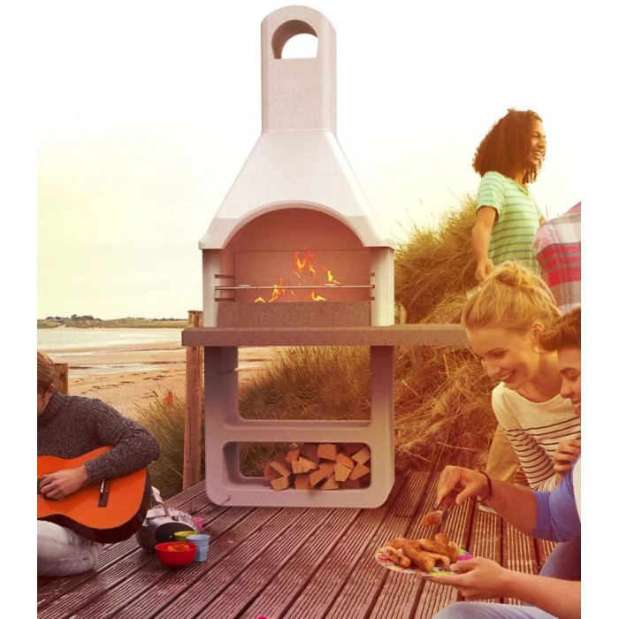 Barbecue in muratura Santa Fe carbonella griglia 67x40 cm cappuccino