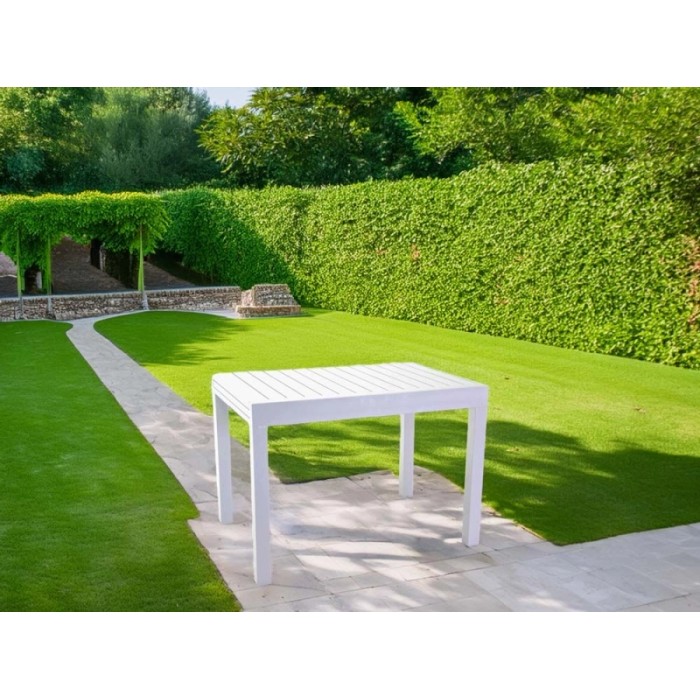 Tavolo da giardino allungabile Cleveland in alluminio bianco 125/250x75x75 cm