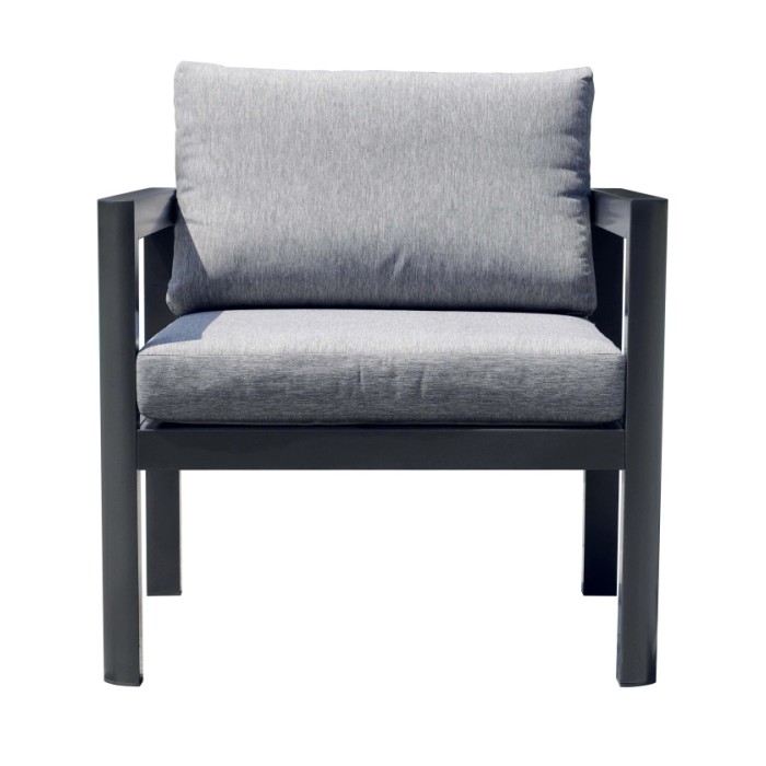 Poltrona da giardino cuscini sfoderabili alluminio grigio antracite 70x75x60 cm