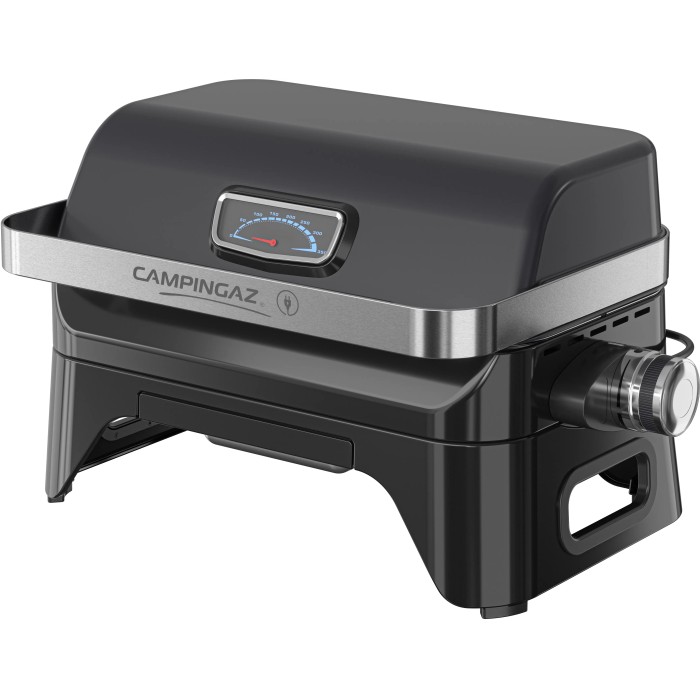 Campingaz Barbecue elettrico Attitude 2 Go Electric, grill da tavolo compatto con termometro nel coperchio.