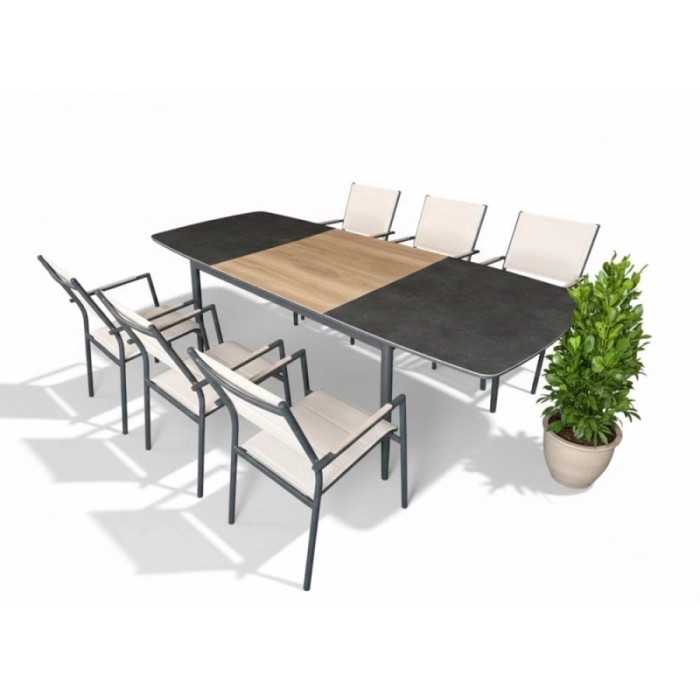 Tavolo allungabile da giardino Aster in alluminio 166-254x100x76 cm