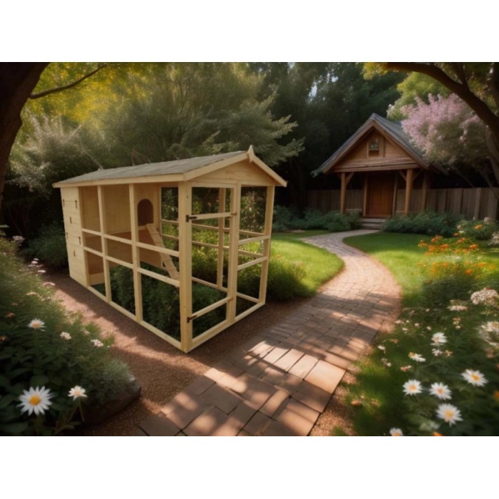Pollaio a pannelli extra-large con rampa 160x324 cm