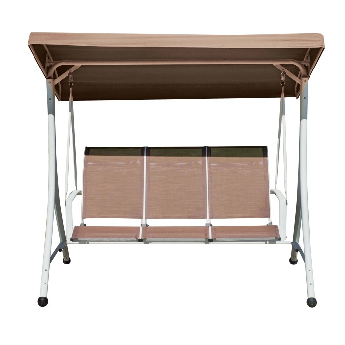 Altalena t.b.t. Dondoli con copertura beige e struttura bianca.