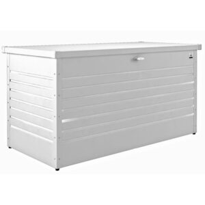 Box da giardino bianca Biohort Leisure Box 160 per riporre accessori da giardino.