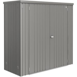 Armadio da giardino Biohort, 191x83x182,5 cm, grigio quarzo metallizzato, ideale per giardino, terrazza o balcone.