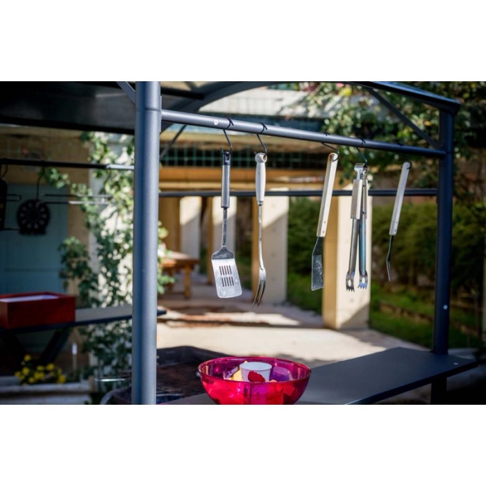 Tettoia barbecue in acciaio antracite 167x128 cm