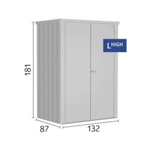 Armadio da terrazza Biohort Romeo, argento metallizzato, con dimensioni (181x132x87cm). Ideale per balconi e terrazze.