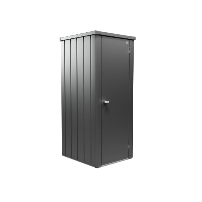 Armadio da terrazza Biohort Julia Gr. L, grigio scuro metallizzato, ideale per balconi e terrazze.