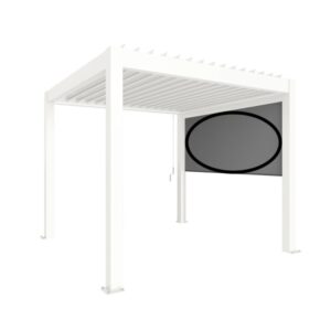 Tenda parasole Biohort 3 m bianca su copertura per patio, regolabile in altezza.