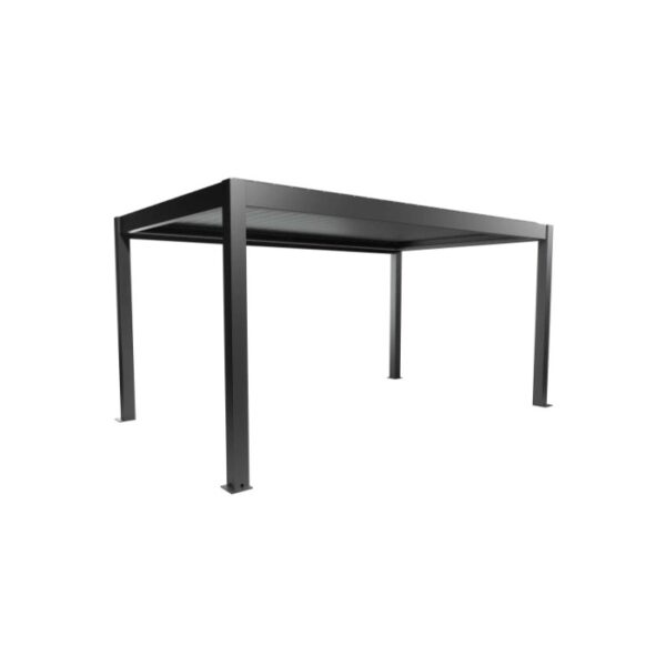 Pergola Biohort, 5x3 m, Grigio scuro metallizzato, con tetto a lamelle per terrazza e giardino.