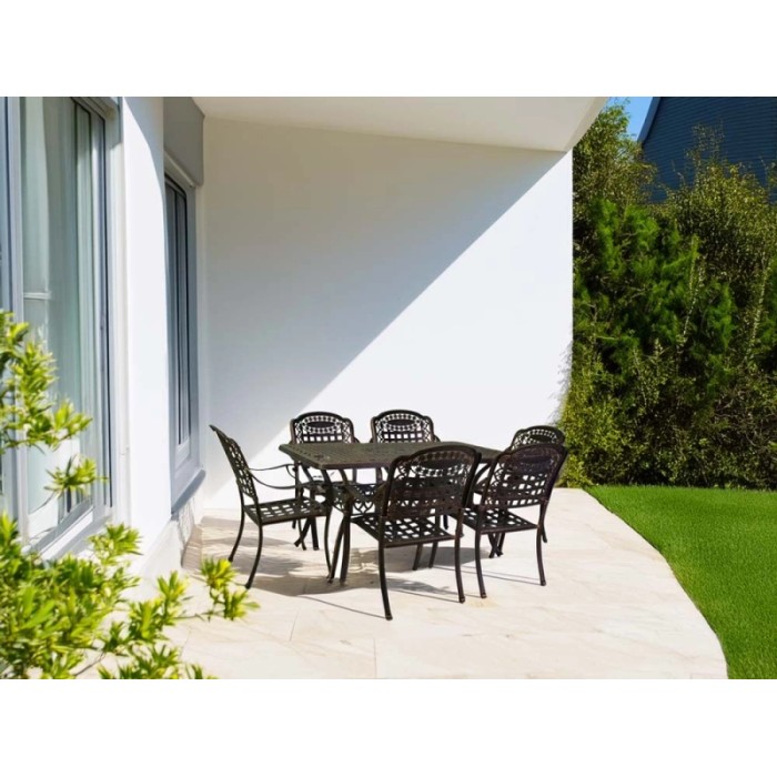 Tavolo da giardino Maryland in alluminio bronzo 6 posti