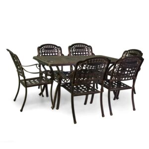 Tavolo da giardino Maryland in alluminio bronzo 6 posti