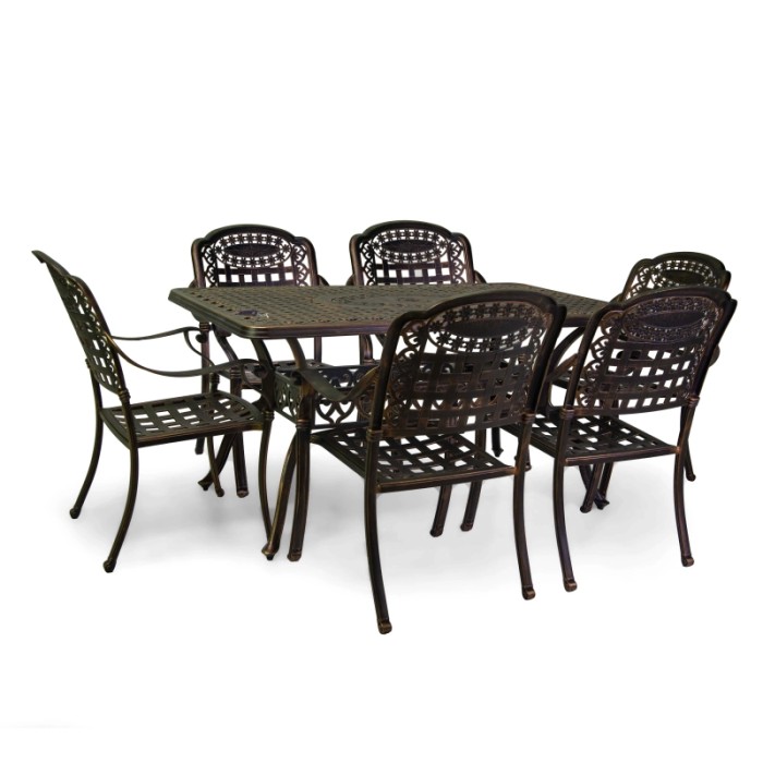 Tavolo da giardino Maryland in alluminio bronzo 6 posti